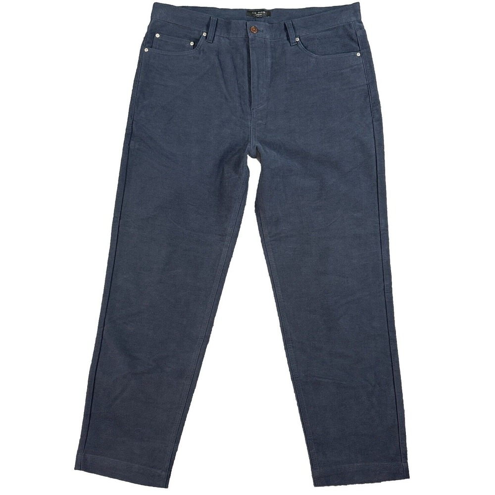 Ted Baker Jeans Menns 34x28 Blue Stretch Soft Touch Regular Fit Velvet‎